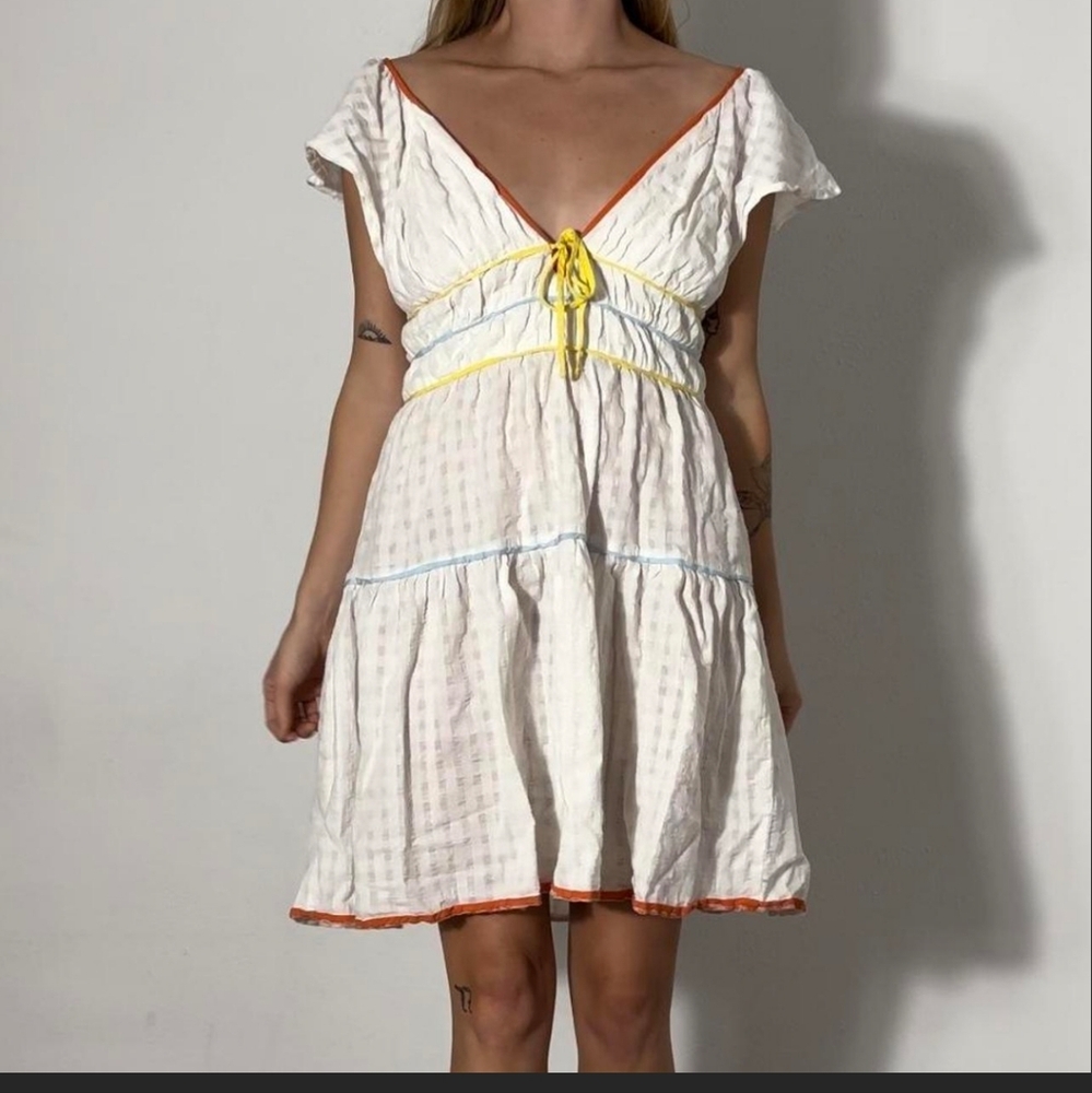 Anthropologie flutter sleeve white sundress  size medium